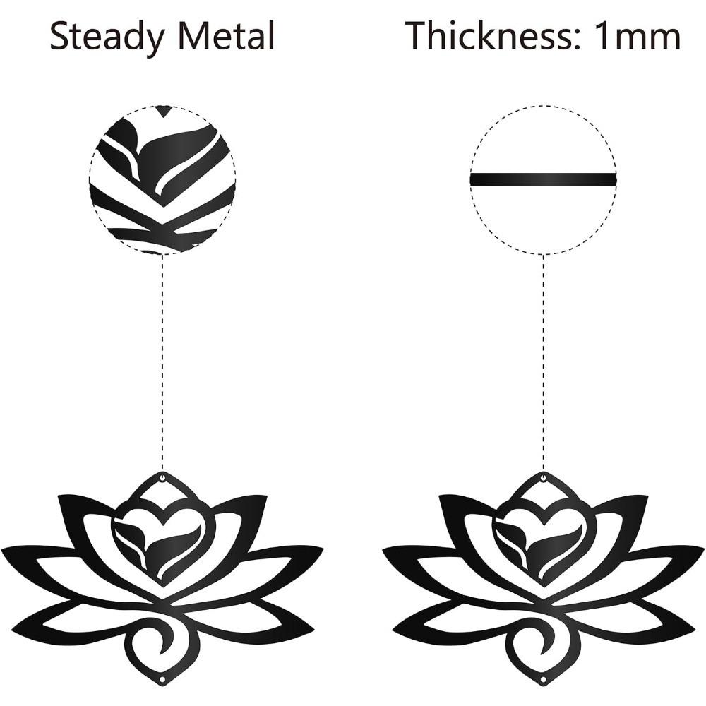 Lotus Metal Wall Art Black Decor Iron Sculpture Hollow Out Minimalist Ornament for Yoga Garden Home Balcony Outdoor