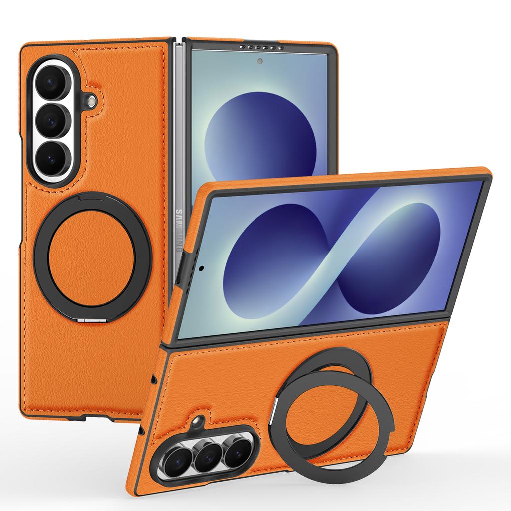 Luxury Business 360 Rotating Magnetic Stand Leather Case for Samsung Z Fold 8 Ultra 7 6 5 4 3 Shockproof for Magsafe Slim Cover