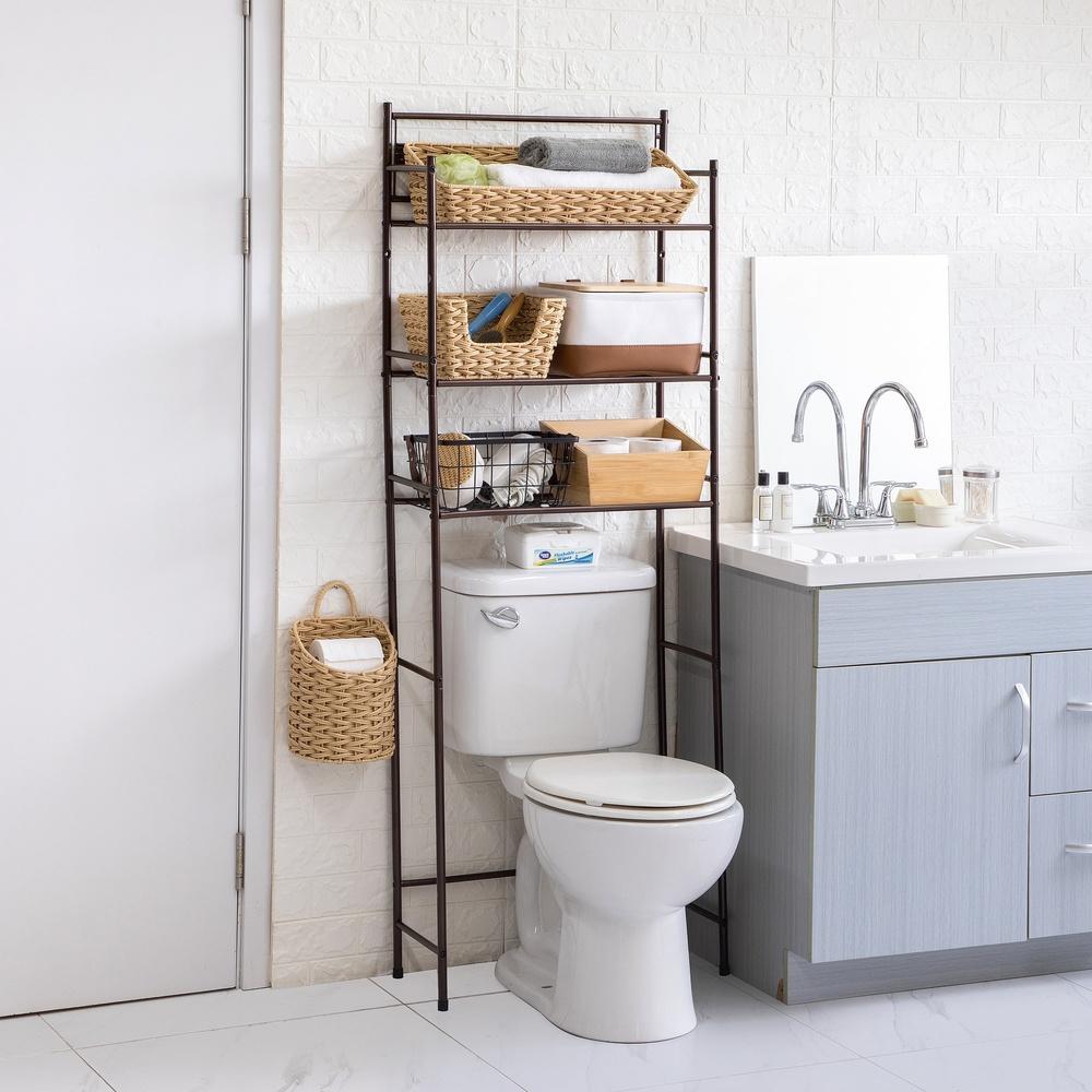 2-Pack Wire Basket Organizers with Faux Leather Handles Stackable Rectangular Storage Baskets Bathroom Kitchen Home Office