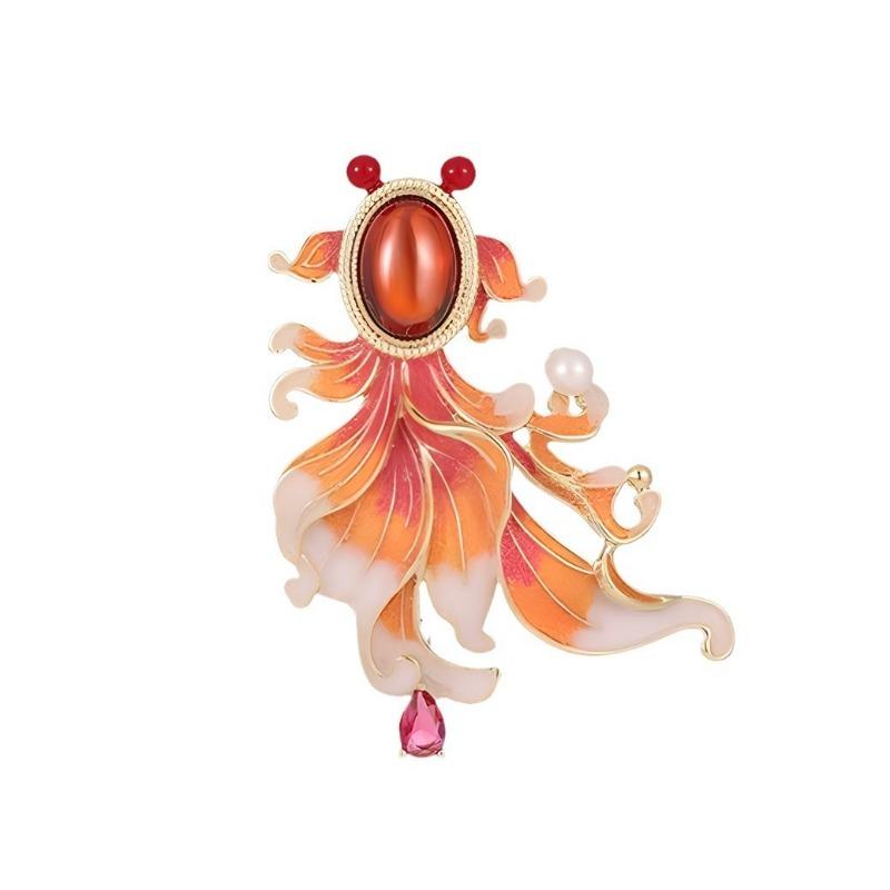 Chinese-style Koi Brooch, High-end Women's Exquisite and Individual Enamel Brooch, Niche Design Sense Brooch