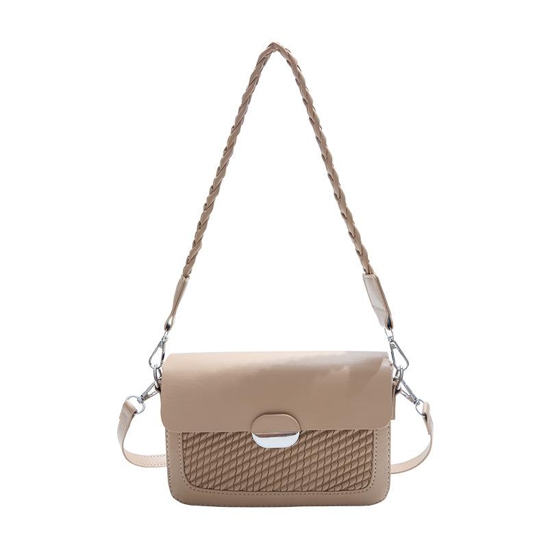 Fashion texture small square bag women's autumn new simple solid color commuter shoulder messenger bag