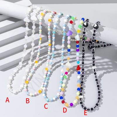 High-end Acrylic Bead Mobile Phone Lanyard Long Neck Rope Diagonal Span Removable Long Mobile Phone Chain Breast Bag Pendant Chain