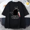 Killer Black Cat What Surprised Print Men's Cotton T-Shirt Creativity Funny Tops Oversize All-math Vintage Short Sleeve Man Tops