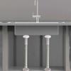 Pièces Jambes de support pour évier de cuisine en acier inoxydable - Hauteur d'installation réglable - Pour évier simple et double (35-50cm, Blanc)