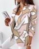 European & American Women's 2024 Autumn/Winter Slim Woolen Coat - Long Sleeve Double-Breasted Casual Printed Small Suit