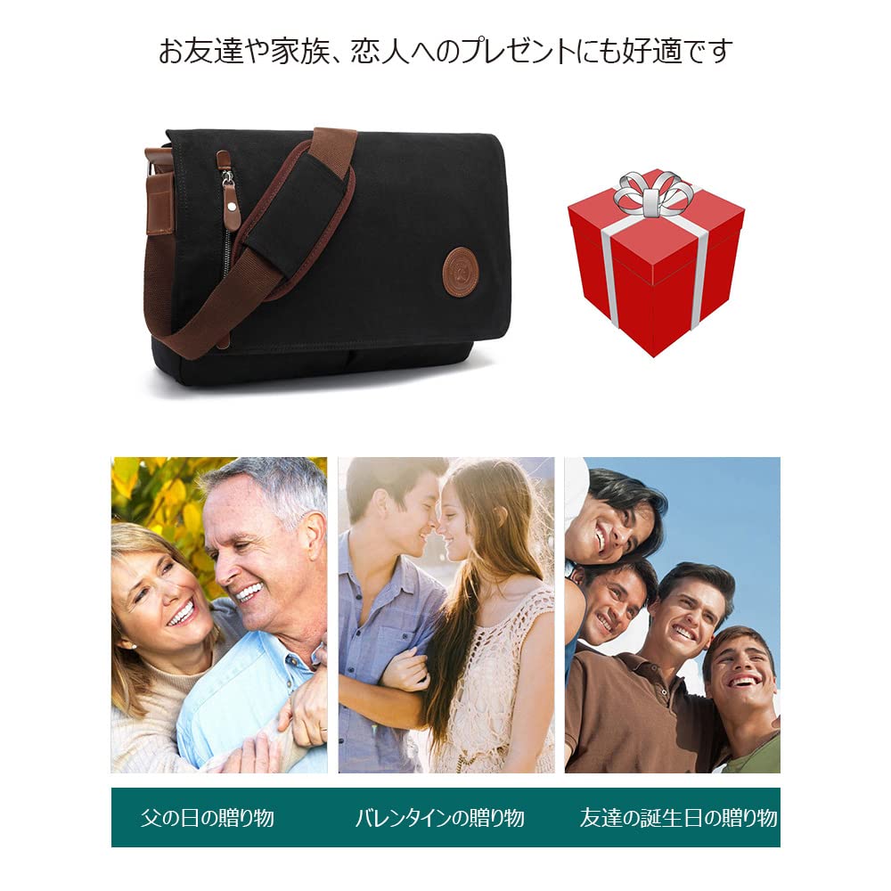 Whatna Thick Canvas and Leather Shoulder Horizontal Messenger Large Business Fits A4 Sizes and Shoulder School Bicycle Model 8501 Men's Bag, Bag, Bag,