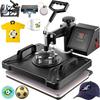Heat Press 5 in 1 Heat Press Machine 38x30cm T-shirt Press Mug Printing Machine Multifuctional Heat Transfer Machine for T-shirt Mug Hat Plate
