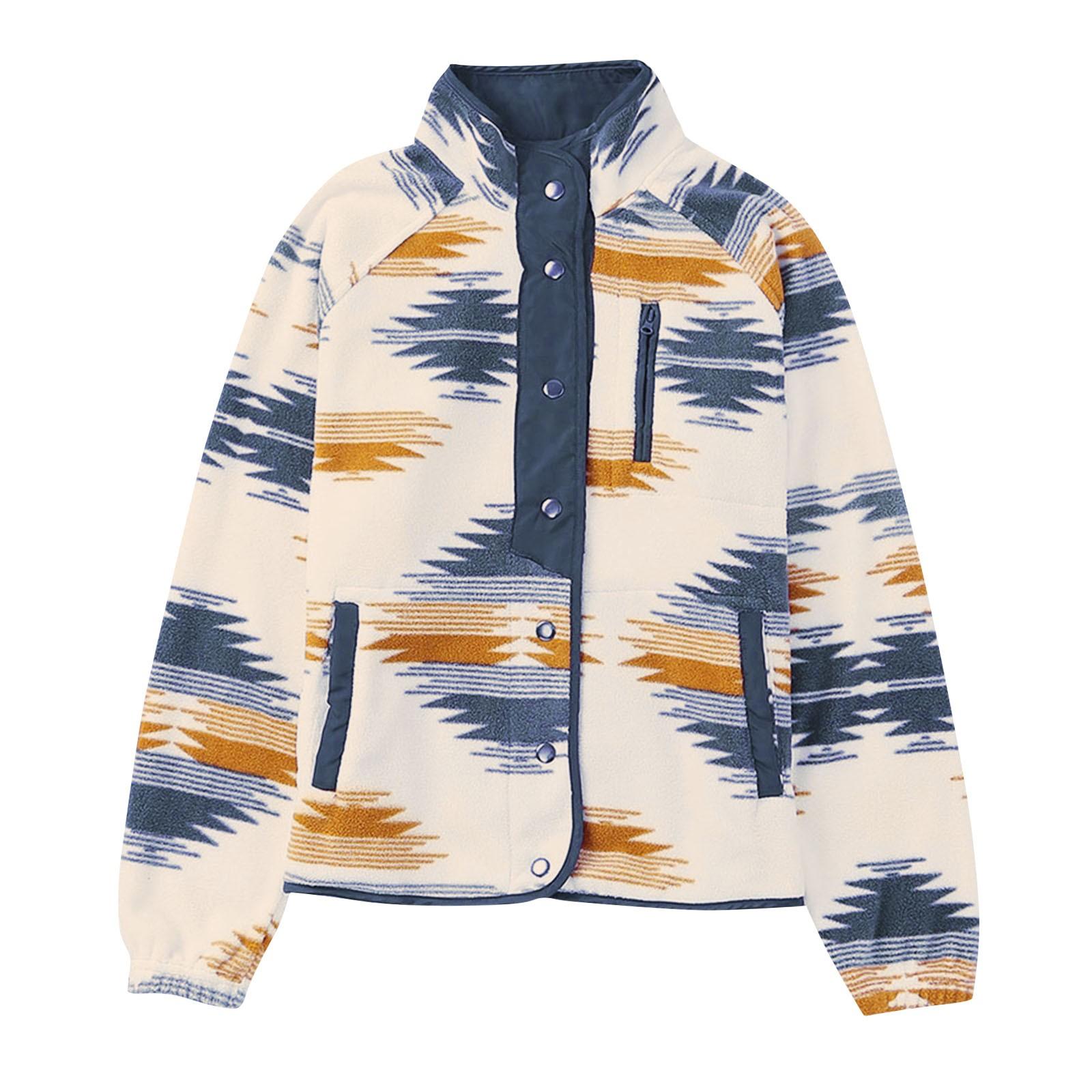 Женское осеннее теплое пальто с принтом на пуговицах — фото 4