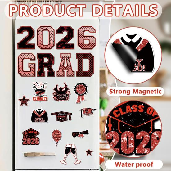 2026 Graduation Magnetic Car Decals Waterproof Graduation Car Magnets Fade-Resistant Reusable Party Decor for Vehicles