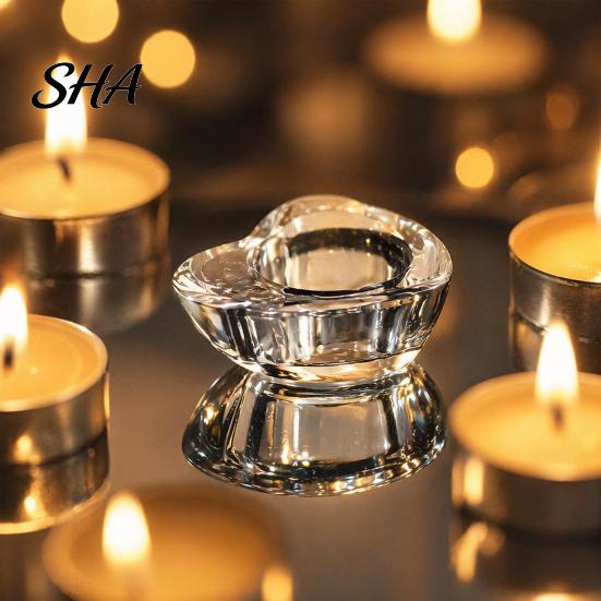 Bedroom Candle Holder Glass Flower Tealight Holder, Plum Blossom Heat Resistant for Home Party Decor, Wedding Table Centerpiece