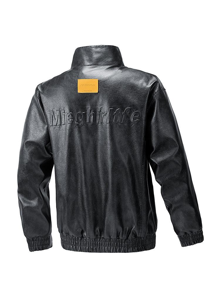 American PU leather jacket men's jacket spring and autumn new stand-up collar locomotive clothing versatile trend explosive jacket men