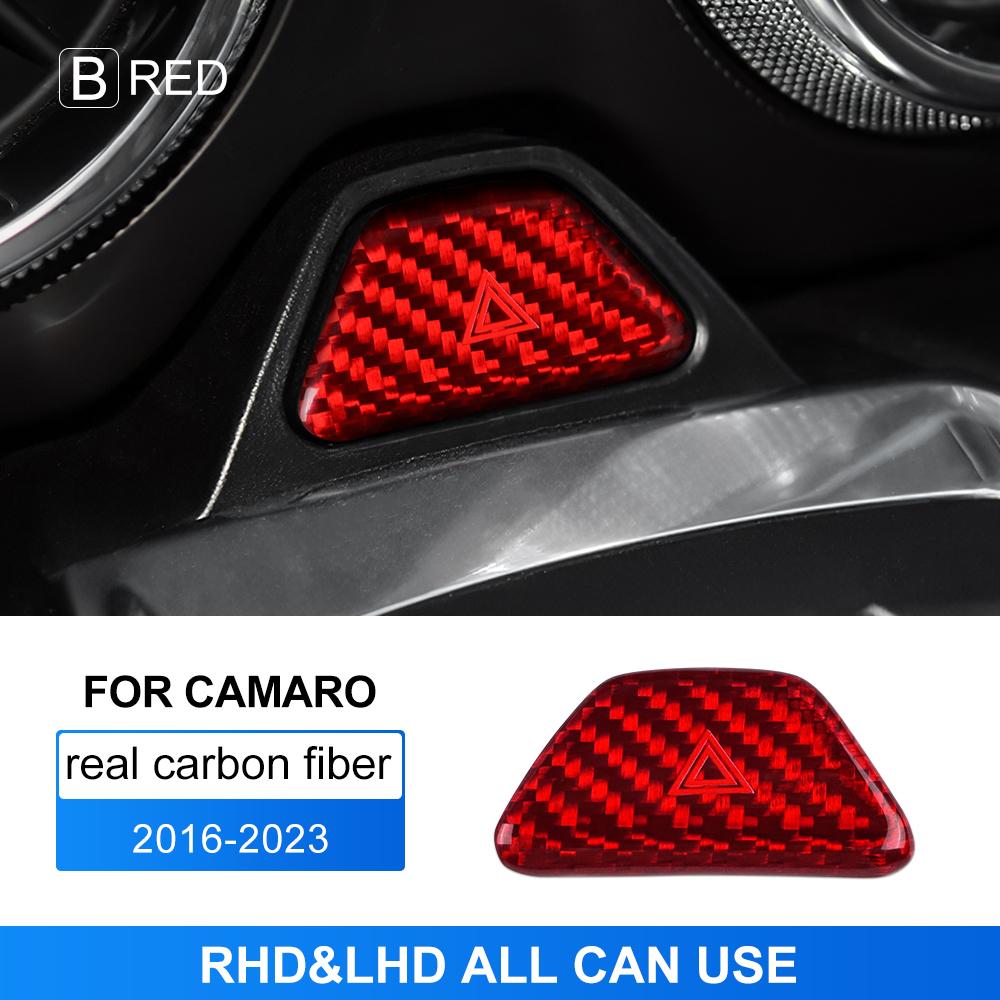 Real Hard Carbon Fiber Sticker For Chevrolet Camaro 2016 2017 2018 2019 2020 2021 2022 2023 Car Warning Light Button Accessories