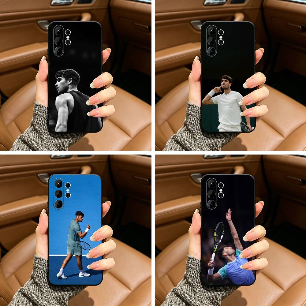 C-Carlos -A-Alcaraz-Tennis Phone Case For Samsung S25,S24,S21,S22,,Plus S23,S30,Ultra,S20,Fe,Lite,Black Soft Silicone