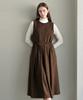 Beullangyu Warm Texture Pintuck Long Dress - Brown