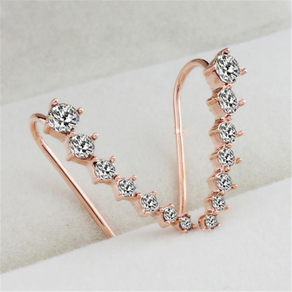 Women Fashion Star Shaped 7 Rhinestone Long Bride Ear Stud Earrings for Weeding Party