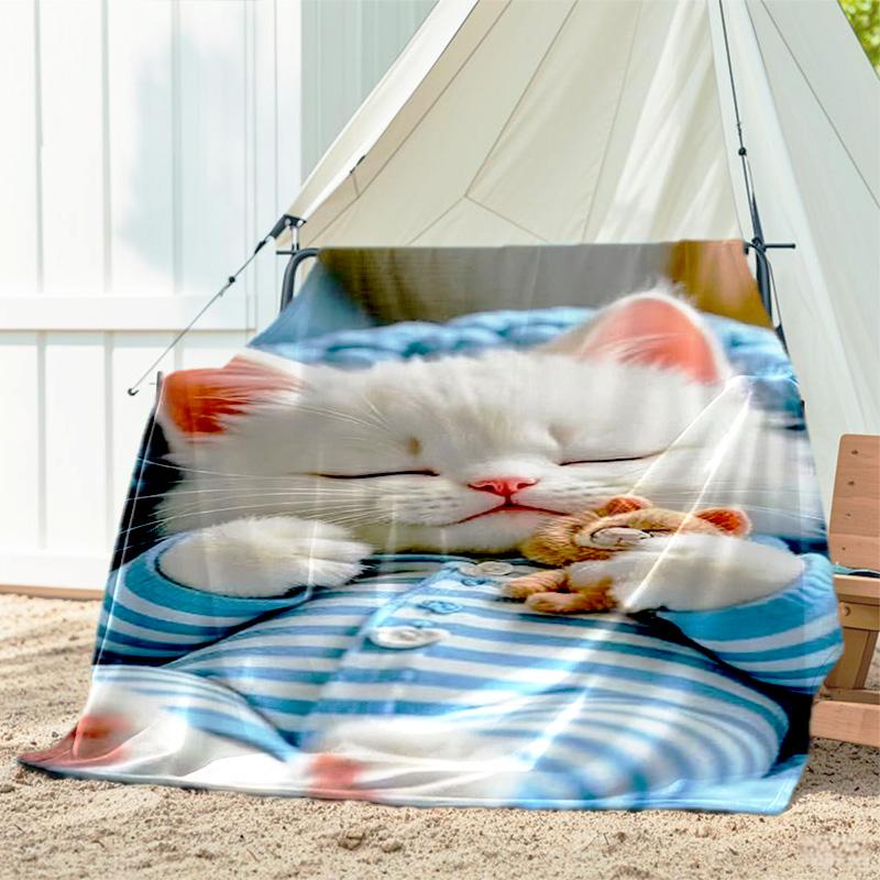 1pc Animals: cats, pattern blanket, all season lightweight home office outdoor nap multifunctional blanket
