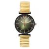 Women Fashion Gradient Colour Round Studded Quartz Watch Casual Stainless Steel Elastic Buckleless Strap Ladies Watches Clock
