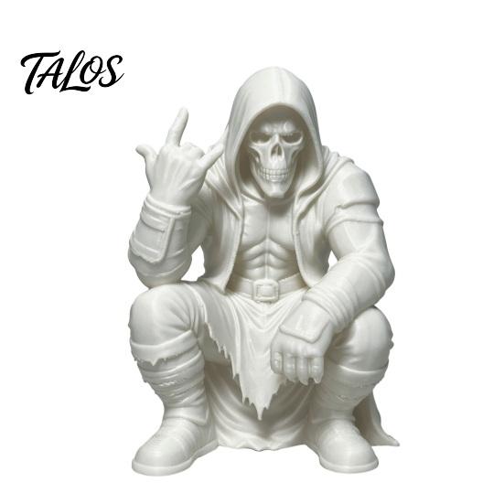 Crouching Devil God Figure Hooded Figurine, Decorative Ornament with Skull Mask & Muscle Lines, Hip Rock Metal Sculpture Hop Gothic Rocker Statue for