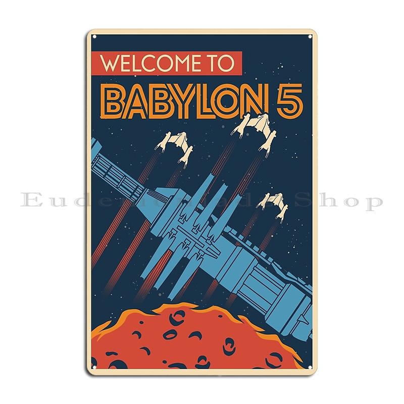 Babylon 5 Vintage Space Poster Starfury Metal Sign Retro Plates Home Club Party Babylon 5 Journev Space Tin Sign Posters