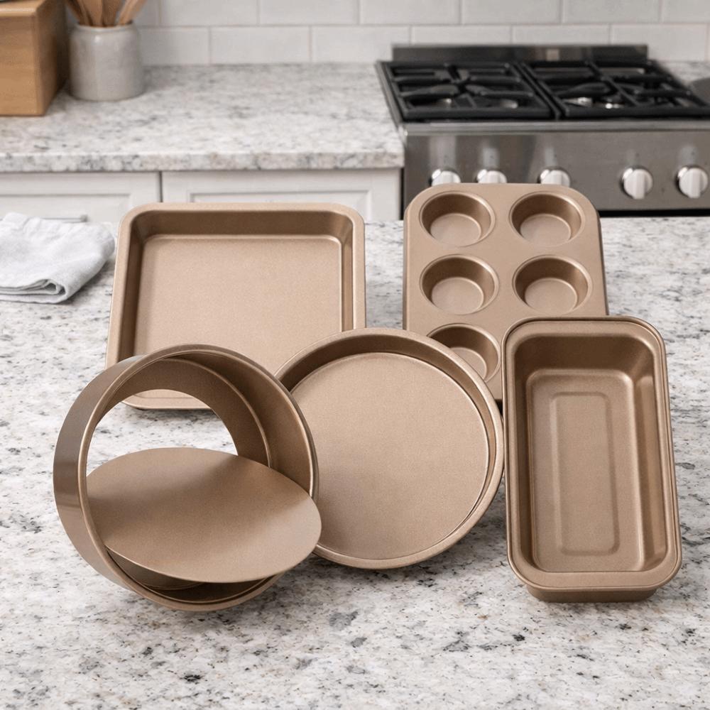 5PCS Carbon Steel Complete Baking Tray Kit Heat-resistant Cake Mold Baking Pan Set Pizza