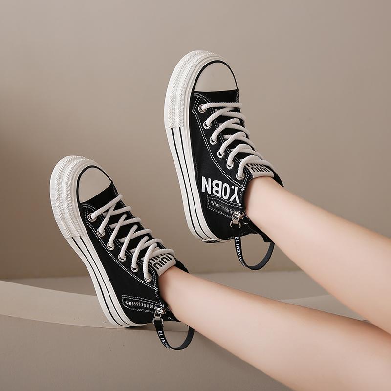 CRLAYDK 2024 Fall Women's Canvas Platform Shoes Classic High Top Zipper Tennis Fashion Casual Slip On Sneakers for Walking