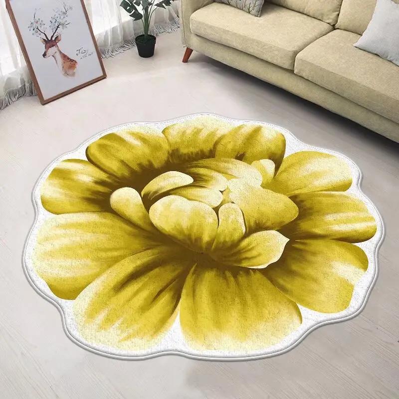 Nordische rutschfeste Matte Wohnzimmer Heimdekoration Blumenform Teppich Große Fläche Runder Flur Teppich Unregelmäßige Teppiche für Schlafzimmer
