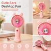 Portable Rechargeable Desktop Fan with Cartoon Ear Design USB Mini Handheld Fan for Personal Cooling Indoor Outdoor Use