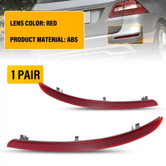 2PCS Lens Red Rear Bumper Light Reflector For Mercedes Benz ML350 W166 2012-2015