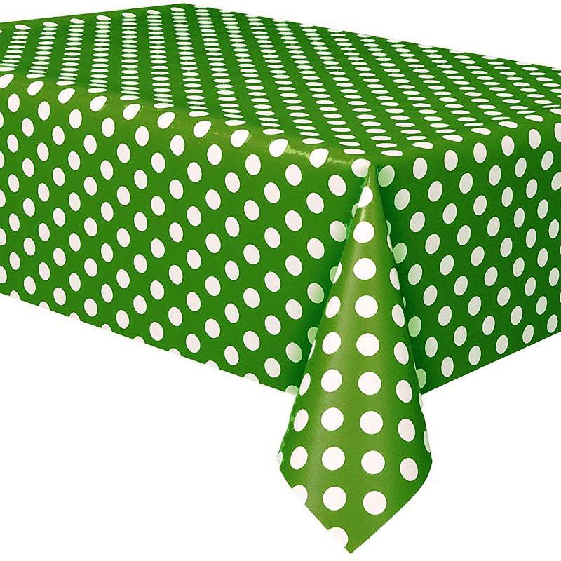 Disposable Polka Dot Tablecloth for Birthday Party - Rectangular PE Plastic 137x183 cm