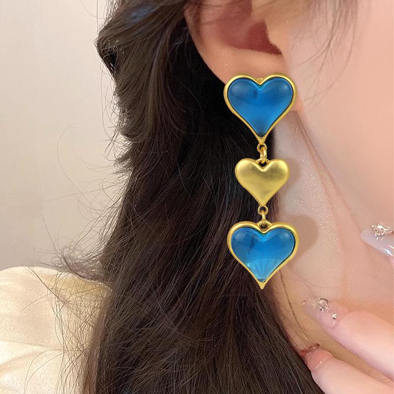 Vintage French Heart Retro Stud Earrings - High-End Fashion Jewelry