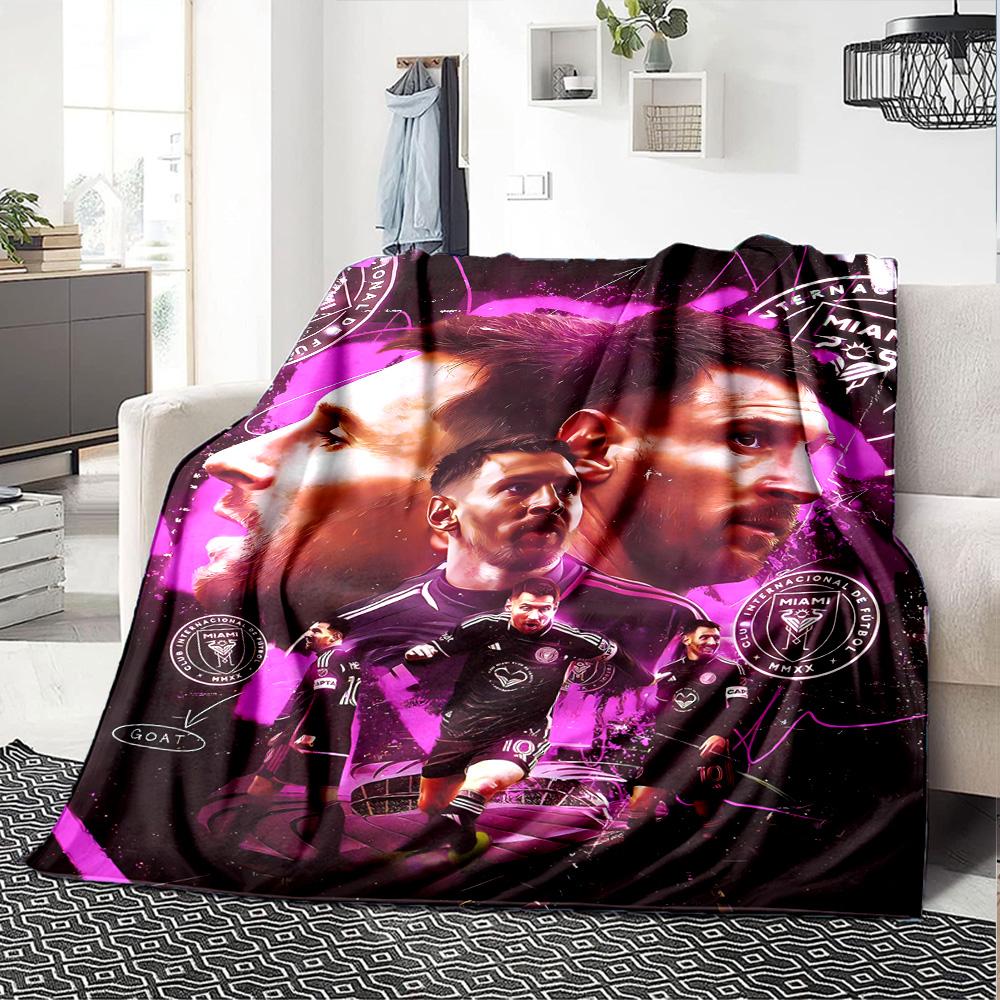 Leo Messi Artwork Blanket Ultra-Soft Great for Office Livingroom Sofa All-Season Use Playful Design Perfect Gift for Relatives and Friends