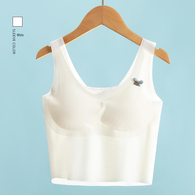Girls' Seamless Ice Silk Junior Vest - Children's One-Piece Underwear for Students
