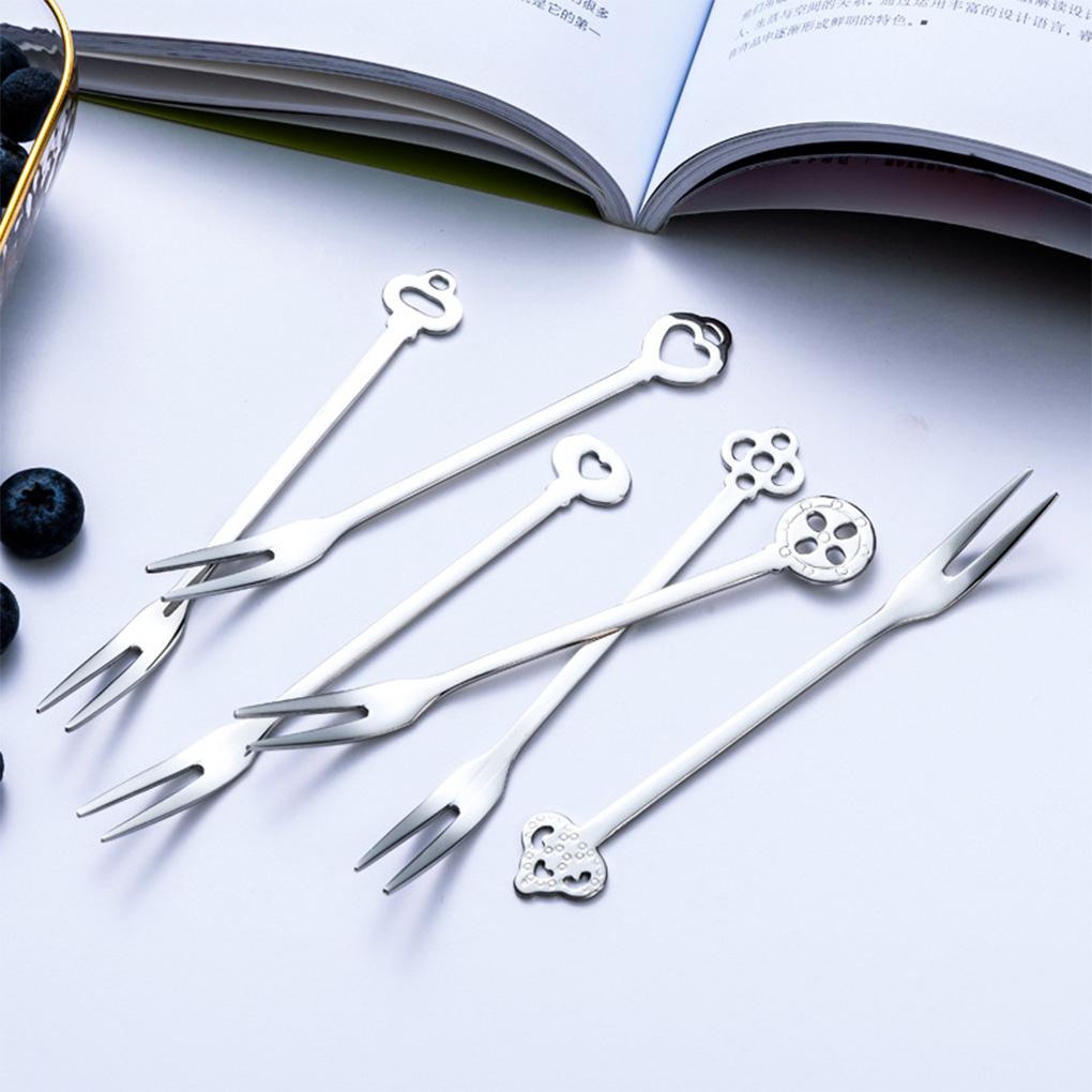 Fruit Fork Dessrt Salad Forks Home Kitchen Tableware Stainless Steel Birthday BBQ Party Cafes Bar Tools Flatware
