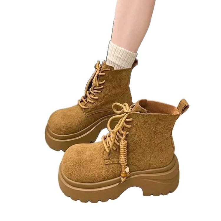 Martin Boots Damen 2025 Herbst neue kurze Stiefel Präriestiefel Western-Cowboystiefel kleine dicksohlige große gelbe Stiefel