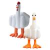 FUKUYOIZU Duck and Chicken Figurine, Gardening, Yard Object, Desk, Entryway, Soothing Item (White)