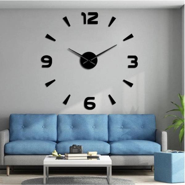 Modern 3D Silent Adhesive Wall Clock 120 Cm Black Wall Clock