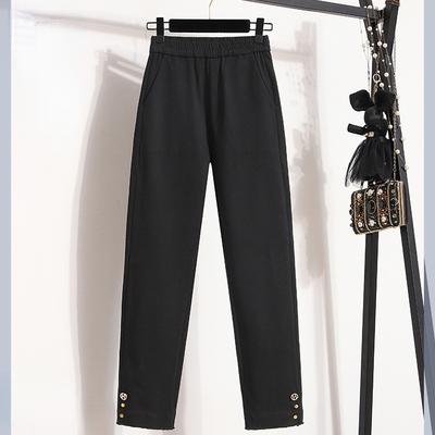 DIMANAF 2023 Plus Size Long Pants Women Elastic Loose High Waist Vintage Solid Cotton Loose Casual Female Basic Trousers Full Length Pants