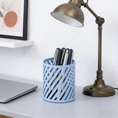 Portapenne Stile Nordico Finitura Opaca Galvanizzata Grande Capacità Organizer da Scrivania con Base in Gomma Accessori per Ufficio