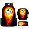 Set Zaino Stampa Calcio per Bambini Scuola Elementare 3 Pezzi Borsa a Spalla Astuccio Borsa a Tracolla