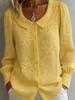 Trendy Linen Button-Down Shirt for Women - Short Sleeve Loose V-Neck Summer