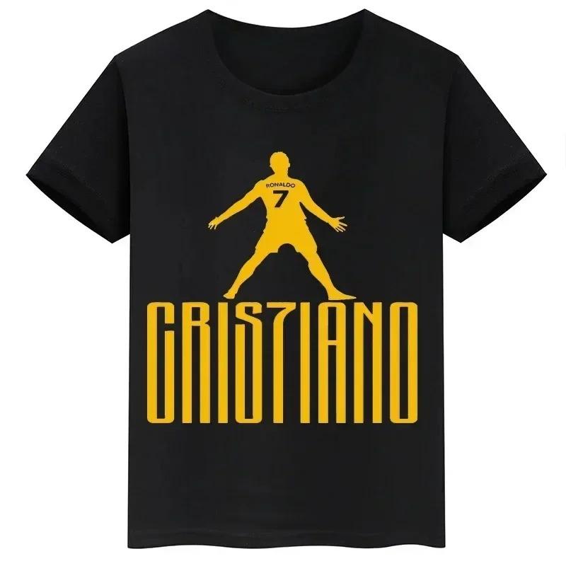 Stylish Black Cristiano Ronaldo Abstract Colorful Portrait Football Graphic Casual Cotton Short-Sleeve T-Shirt
