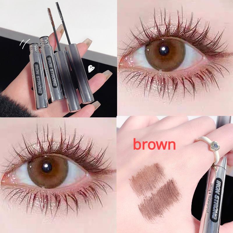 

Коричневая тушь скручивается, получается тонкой, естественной, ее нелегко размазать, с очень тонкой кисточкой.