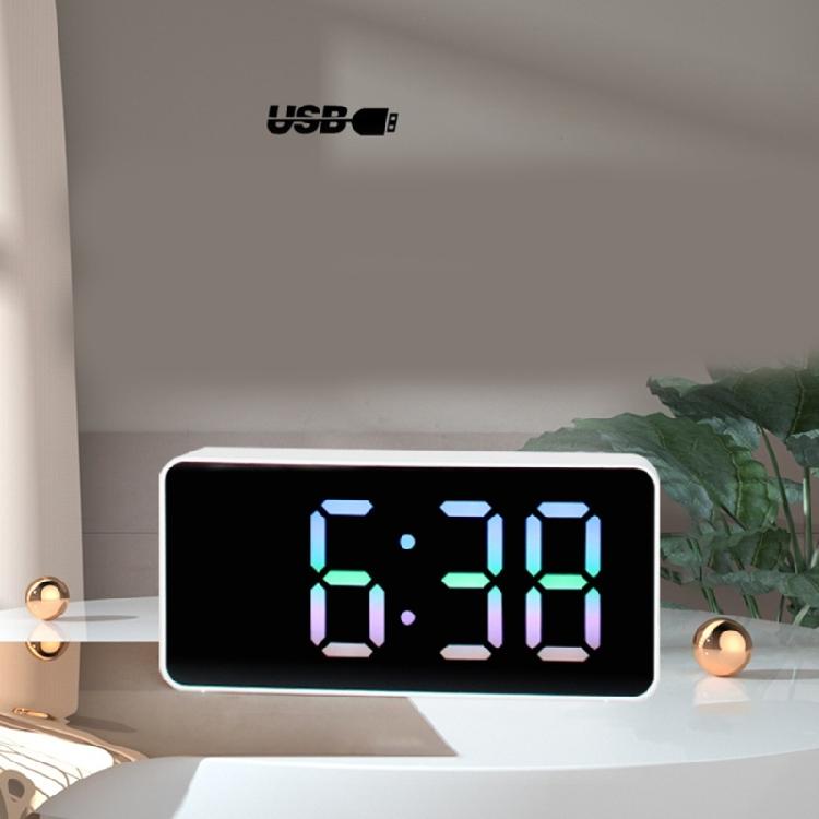 Makeup Mirror Clock RGB Color LED Voice Alarm Timer 5-min Snooze and Auto Dimmer