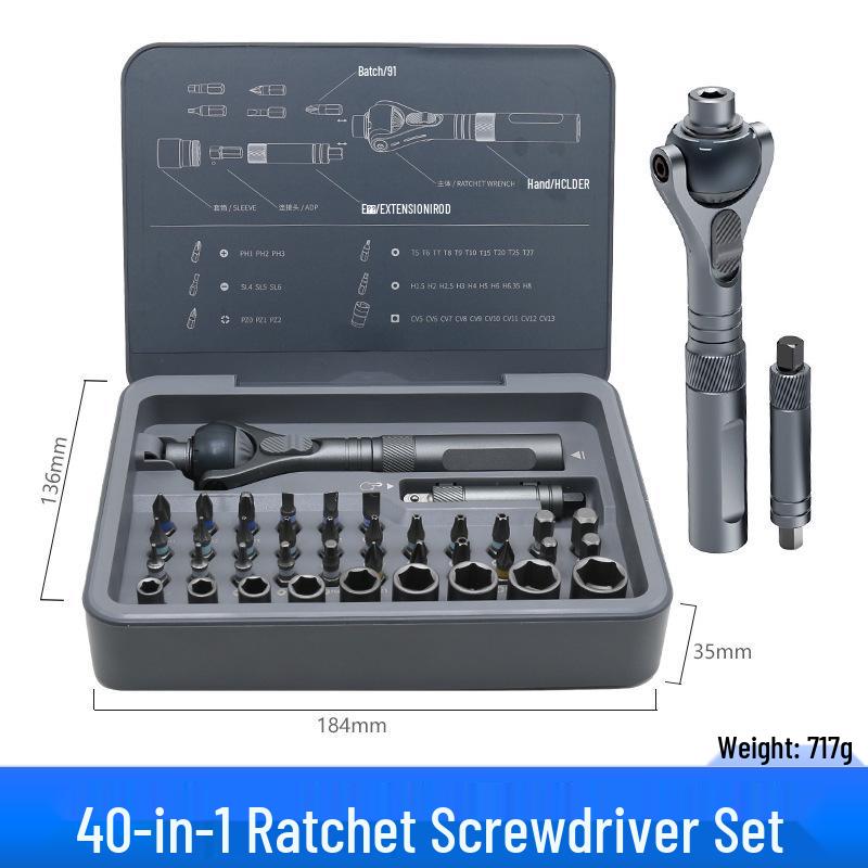 24-in-1 Multifunctional Ratchet Screwdriver Set: Strong Magnetic Phillips & Flat Head Bits for Household Use