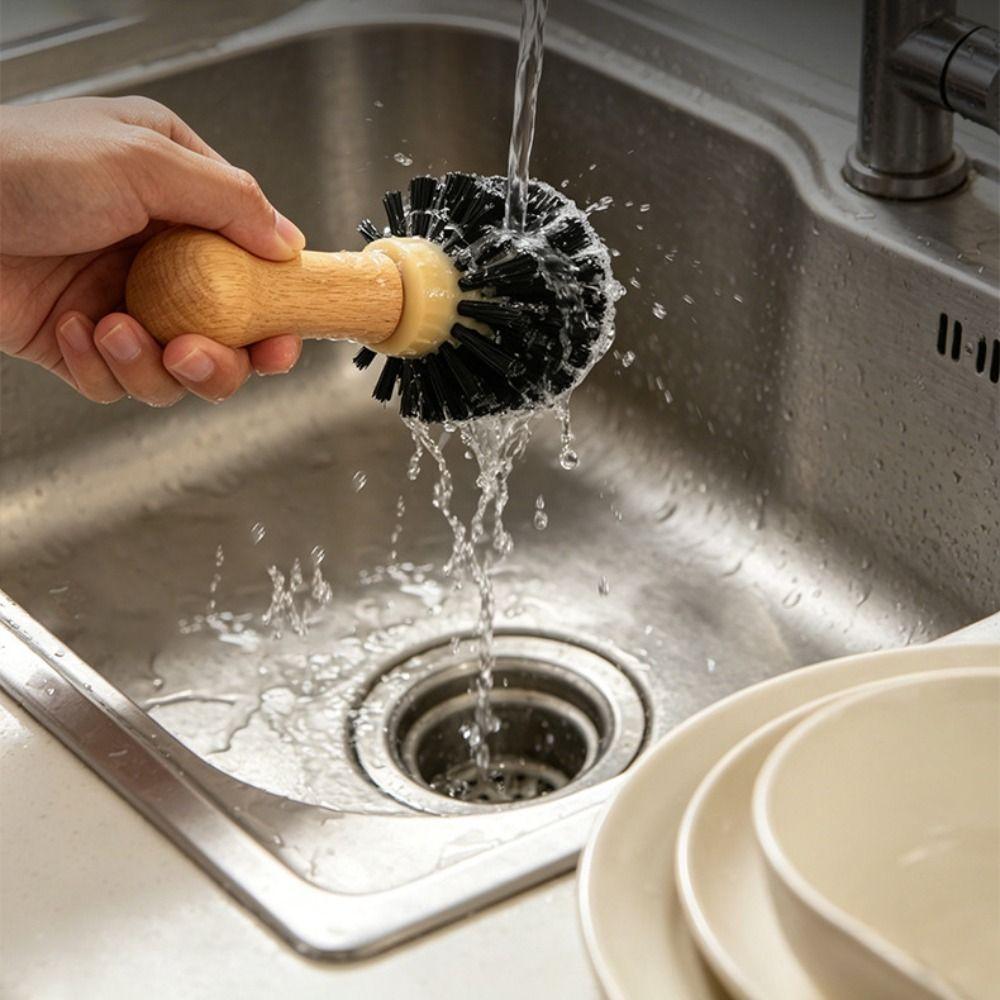 Wooden Handle Coffee Cleaning Brush Espresso Portafilter Cleaning Brush Coffee Grounds