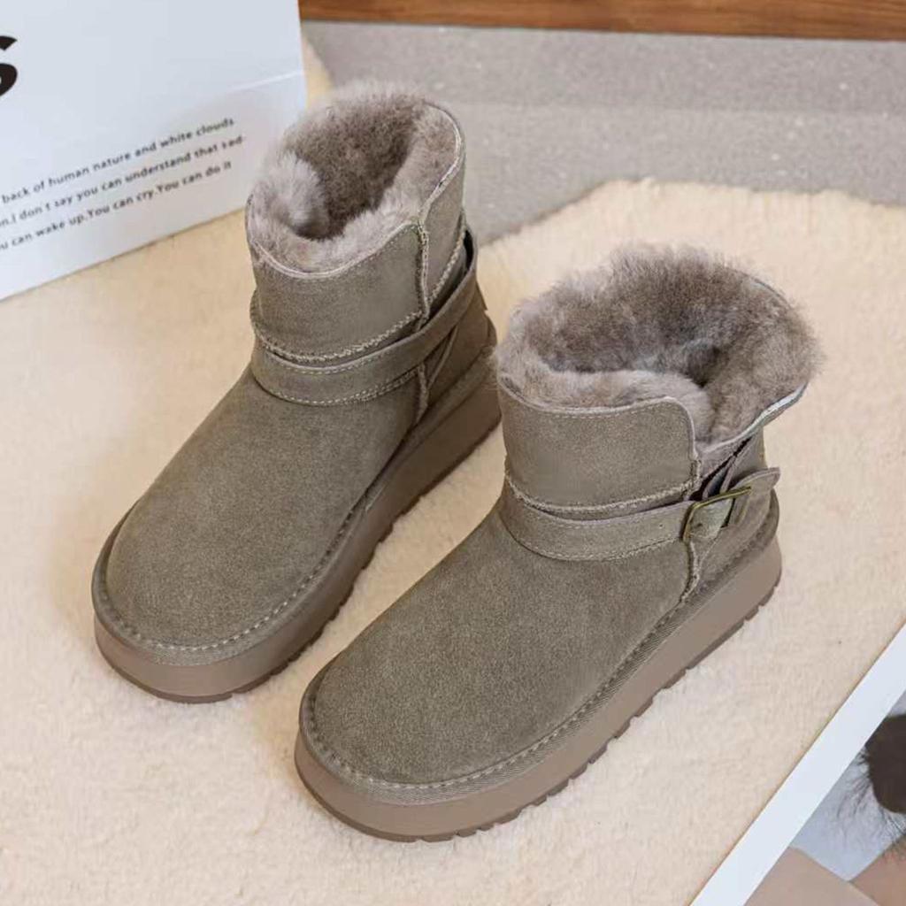2026 winter new fur integrated snow boots women's thick plush warm fashion versatile medium tube fluff large cotton boots