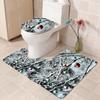 3Pcs Christmas Bathroom Pedestal Rug Lid Toilet Cover Bath Mat Shower Bathroom Non- Pedestal Rug