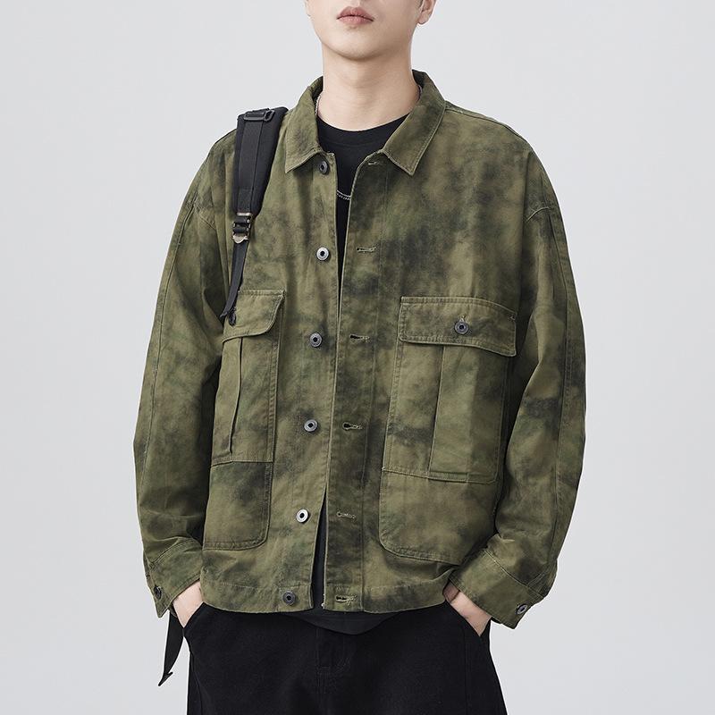 

Новая весенняя японская ретро мужская рубашка с плотным принтом, свободного кроя, в стиле американской тяжелой промышленности 4XL зелёный