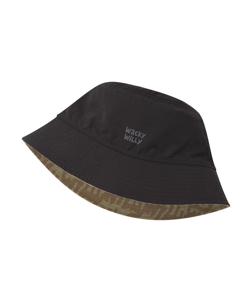WACKY WILLY Hand-Drawn Reversible Bucket Hat Khaki