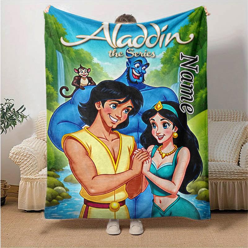Custom 1pc Aladdin's Magical Adventure Blanket, Soft And Comfortable Blanket, Casual Warm, Camping Travel Blanket, Birthday Gift Q910228